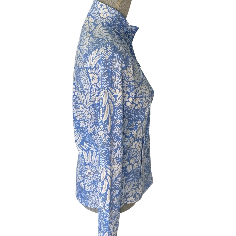 Tommy Bahama Women's Small Everyday Active Blue Tropical Floral Full Zip Jacket - Picture 2 of 13